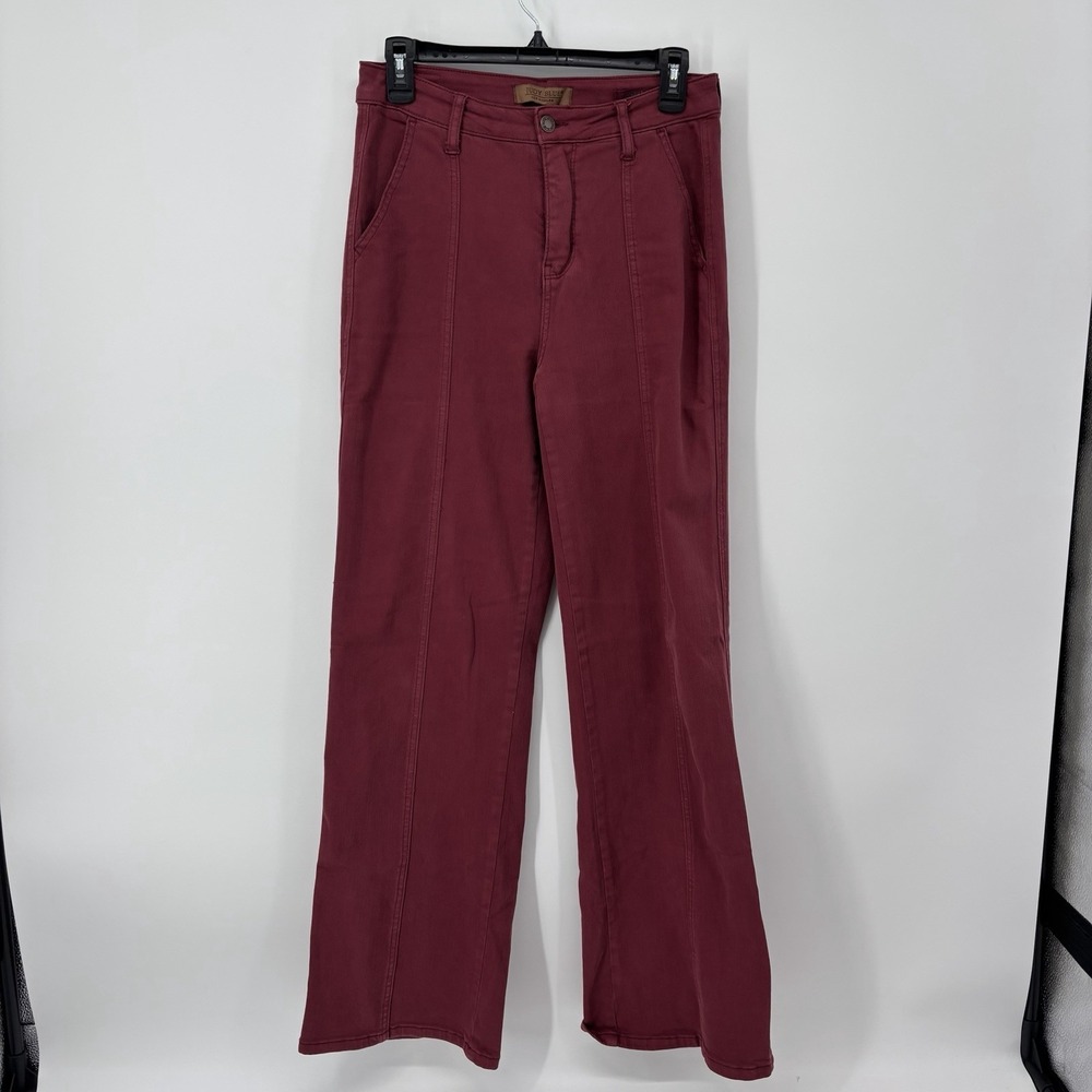 Judy Blue Front Seam‎ Straight Leg Jeans Burgundy Womens Size 7/28 High Rise